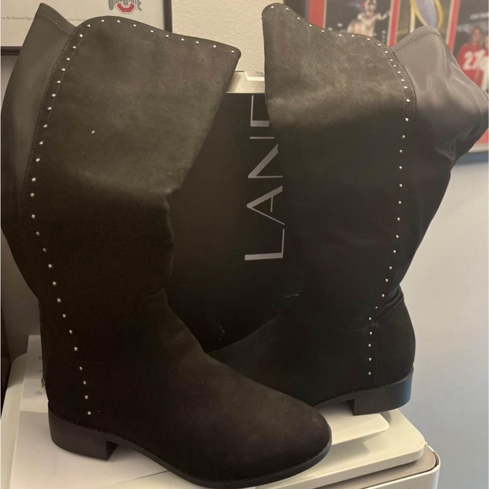 Wide calf knee boot silver studded